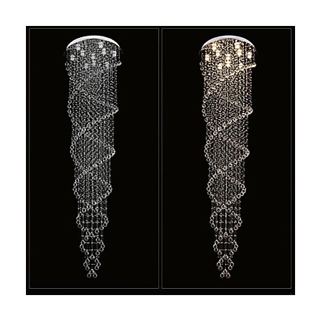 LED Ceiling Chandelier Light Pendant Lights Lamp Lighting Fixtures with K9 Crystal Double Spiral D70CM H250CM CE FCC UL
