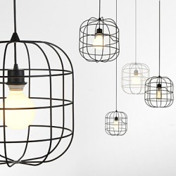 Mini Artistic Birdcage Pendant Lamp/1 Light/Mordern Simplicity/Finish Black/White/Metal/Carbon Steel Droplight