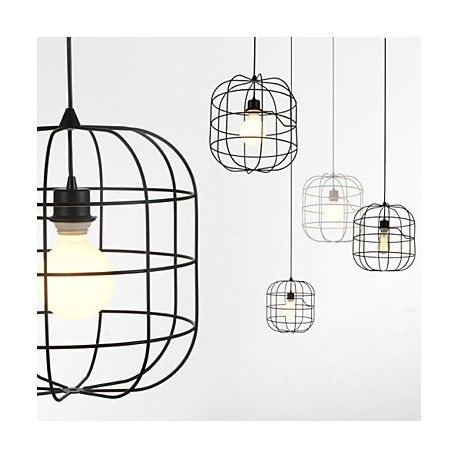 Mini Artistic Birdcage Pendant Lamp/1 Light/Mordern Simplicity/Finish Black/White/Metal/Carbon Steel Droplight