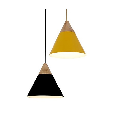 Mini Artistic Cone Pendant Lamp/1 Light/Mordern Simplicity/Finish Black/White/Yellow/Aluminum & Wooden Droplight
