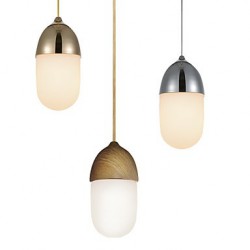 Mini Acorn Pendant Lamp/1 Light/Mordern Simplicity/Golden/Chrome/Wooden Color/Finish Carbon Steel & Glass/Droplight