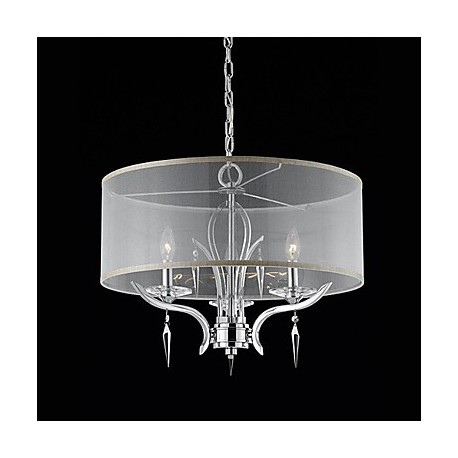 60W Crystal Modern Pendant with 3 Lights and Semitransparent PVC Shade