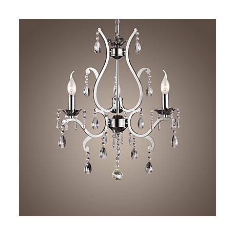 Crystal Chandelier with 3 Lights in Metal