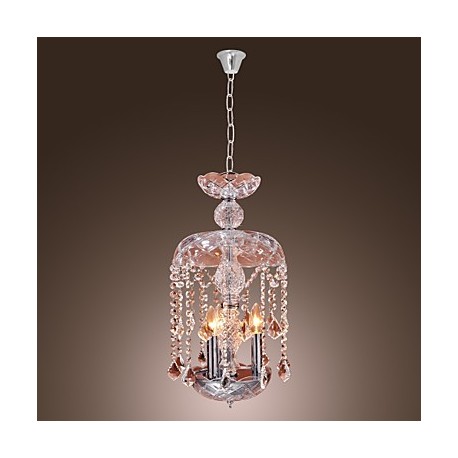 Modern Crystal Pendant Lights with 3 Lights in Glass Shade