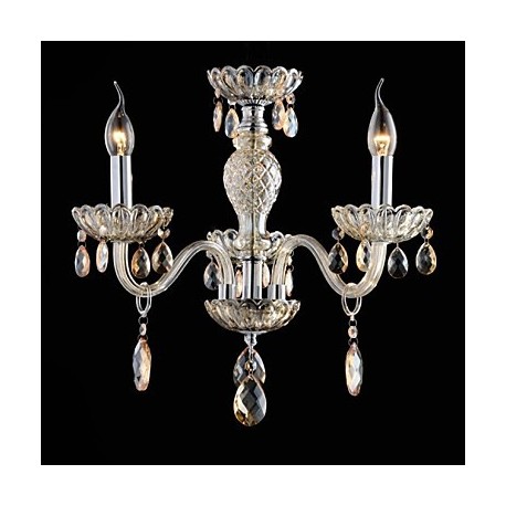 3-Light The style of palace Glass Chandelier With Candle Bulb
