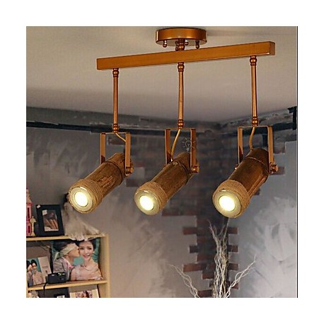American Country Hemp Bamboo Coffee Personality Hall Ceiling lamps 3