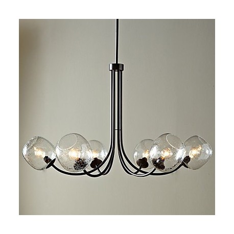 60W Traditional Chandelier with 6 Lights and Glass-Bubble Shade
