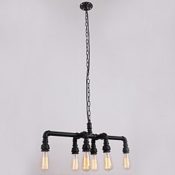 Water Pipe Retro Plating 6Light Painting Pendant