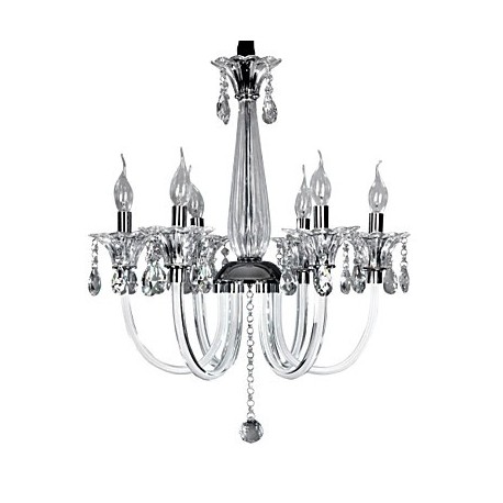 Elegant Crystal Chandelier with 6 Lights in Candle Bulb