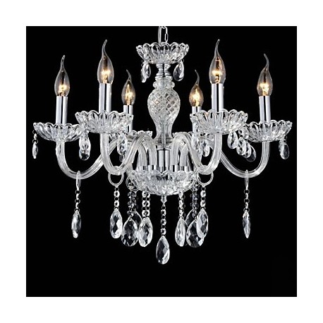 6-Light The style of palace Glass Chandelier With Candle Bulb