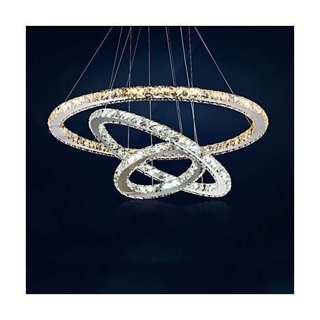 LED Pendant Lamps Amber and Clear K9 Crystal Chandelier Lights Lighting with 3 Ring CE&UL&FCC