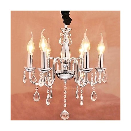 60W 6-light Crystal Pendent Light in Candle Feature