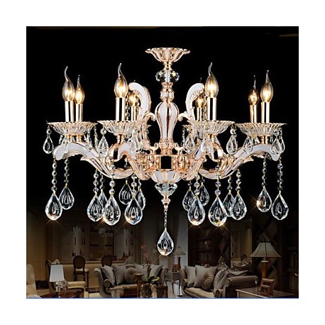European Style luxury Candle Crystal Pendant living Room Bedroom Dining Room Zinc Alloy lamps 8