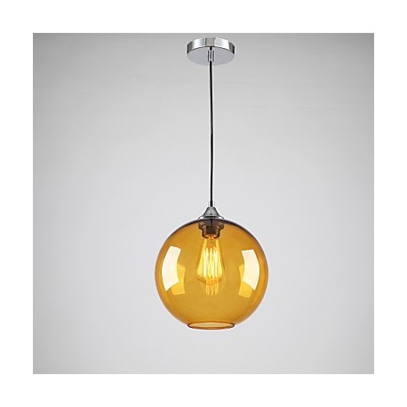 Modern Glass Pendant Light in Round amber Bubble Design