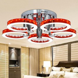 90W Modern LED Red Acrylic Chandelier with 5 lights (Chrome Finish)