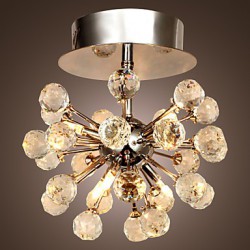 Max 10W Modern/Contemporary Crystal / Mini Style / Bulb Included Chrome Metal Chandeliers / Flush Mount Living Room / Bedroom / 