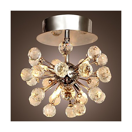 Max 10W Modern/Contemporary Crystal / Mini Style / Bulb Included Chrome Metal Chandeliers / Flush Mount Living Room / Bedroom / 