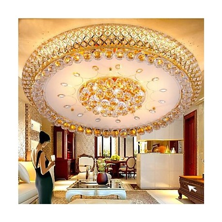 Round Crystal LED Absorb Dome Light Living Room LED Ceiling Lamp Diameter 80CM Contains 15 LED Bulbs