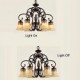 Chandeliers/Pendant Lights/6 Lights/Lampshade Down/ Vintage/Country/Living Room/Bedroom/Metal+Glass