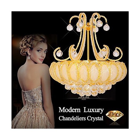 Modern Luxury Chandeliers Crystal Living Room LED Pendant Light Diameter 50CM Contains 8 LED Bulbs