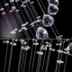 LED Crystal Pendant Lights Chandelier Lighting 5 Lights Silver Canpoy Clear K9 Crystal Helix Ceiling Lamps H180CM