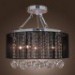 Modern Crystal Flush Mount with 5 Lights Black Fabric Shade