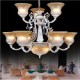 White Chandeliers Twelve-Lights Pattern-Glass-Shade Hand-Gilt European Retro Classic 220V