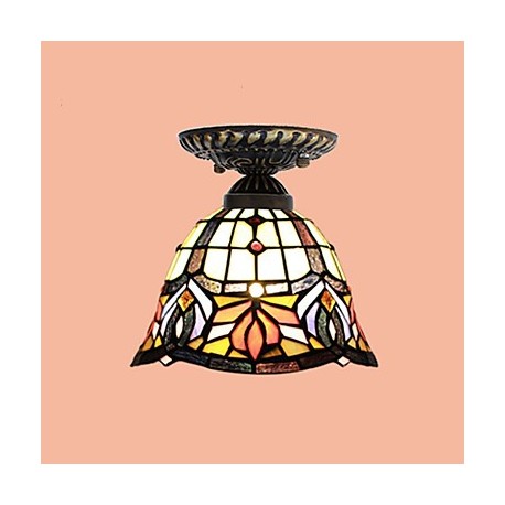 E27 220V 20*17CM 3-10銕uropean Rural Creative Arts Stained Glass Absorb Dome Lamp Led Light