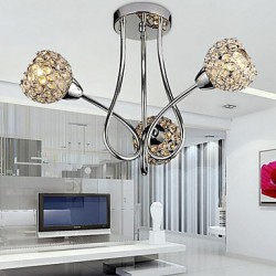 Max 40W Modern/Contemporary / Traditional/Classic Crystal Electroplated Metal Pendant Lights / Flush Mount Bedroom / Dining Room