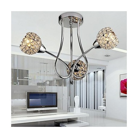 Max 40W Modern/Contemporary / Traditional/Classic Crystal Electroplated Metal Pendant Lights / Flush Mount Bedroom / Dining Room
