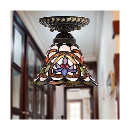 E27 220V 20*17CM 3-10銕uropean Rural Creative Arts Stained Glass Absorb Dome Lamp Led Light