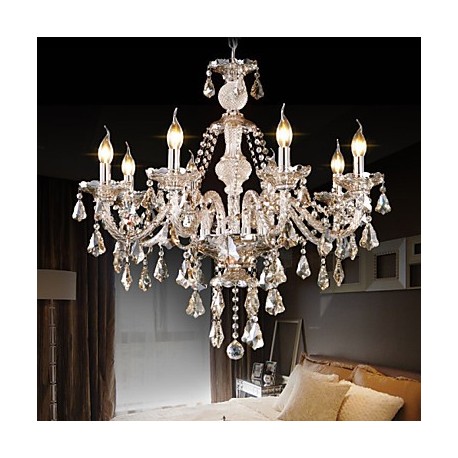 Retro Cognac Color K9 Crystal Modern Chandelier with 8 Lights