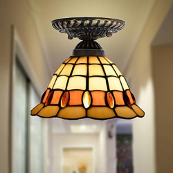 E27 220V 20*17CM 3-10銕uropean Rural Creative Arts Stained Glass Absorb Dome Lamp Led Light