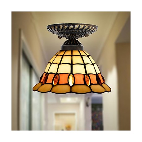 E27 220V 20*17CM 3-10銕uropean Rural Creative Arts Stained Glass Absorb Dome Lamp Led Light