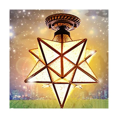 E27 220V 30*20CM 5-10銕uropean Rural Creative Arts Stained Glass Stars To Absorb Dome Lamp Led Light