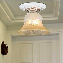 White Flush Mount Light Pattern-Glass-Shade Hand-Gilt European Retro Classic 220V