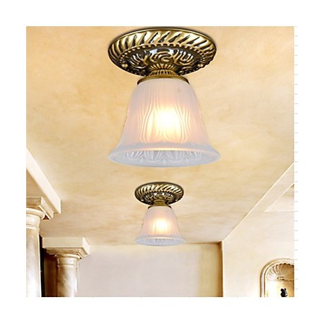 Bronze Flush Mount Light Pattern-Glass-Shade European Retro Classic 220V