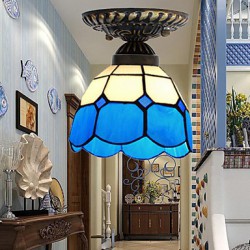 E27 220V 17*20CM 1-3銕uropean Rural Creative Arts Stained Glass Absorb Dome Lamp Led Light