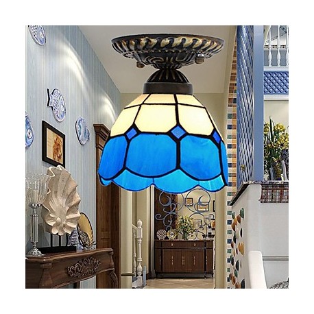 E27 220V 17*20CM 1-3銕uropean Rural Creative Arts Stained Glass Absorb Dome Lamp Led Light