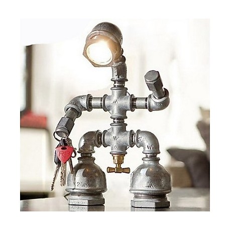 Vintage Industrial Retro Style Steel Pipe Desk Table Lamp Light Comes With LED Bulb Home Restaurant Cafe Decoration