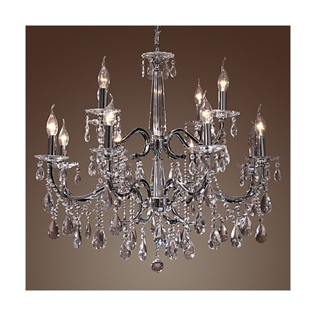 Chandelier Crystal Modern 2 Tiers Living 12 Lights