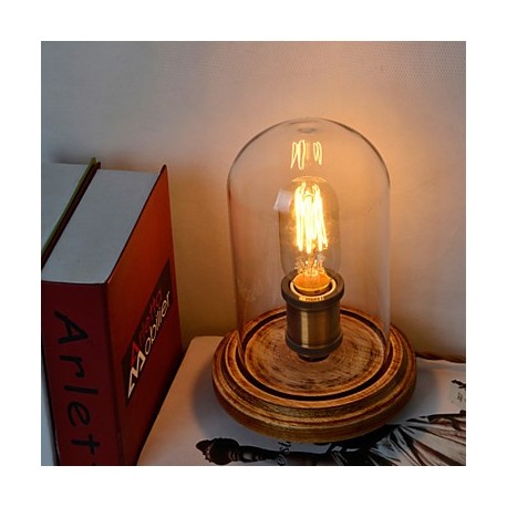 Modern Fashion Wood Table Lamp Glass Bell Jar Wooden Table Lamp Bedroom Bedside Style