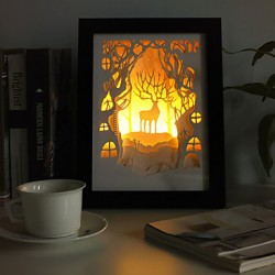 23*23*6CM Christmas Present Novel 3 D Sketch Paper Carving Lamp Creative Mural Frame Lamp Light Led