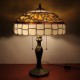 Table Lights with 2 Lights with Glass LampShade - Electroplate Finish