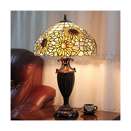 Sunflower Decoration Table Lamp, 2 Light, Resin Glass Painting