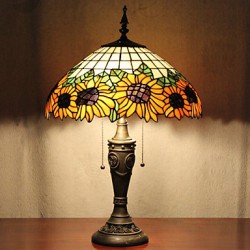 Sunflower Decoration Table Lamp, 2 Light, Resin Glass Painting