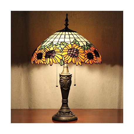 Sunflower Decoration Table Lamp, 2 Light, Resin Glass Painting