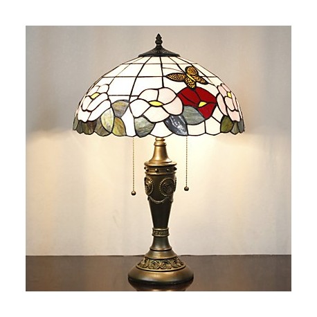 Floral Pattern Table Lamp, 2 Light, Resin Glass Painting