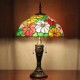 Flower Design Table Lamp, 2 Light, Resin Glass Painting