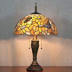 Floral Shade Table Lamp, 2 Light, Resin Glass Painting